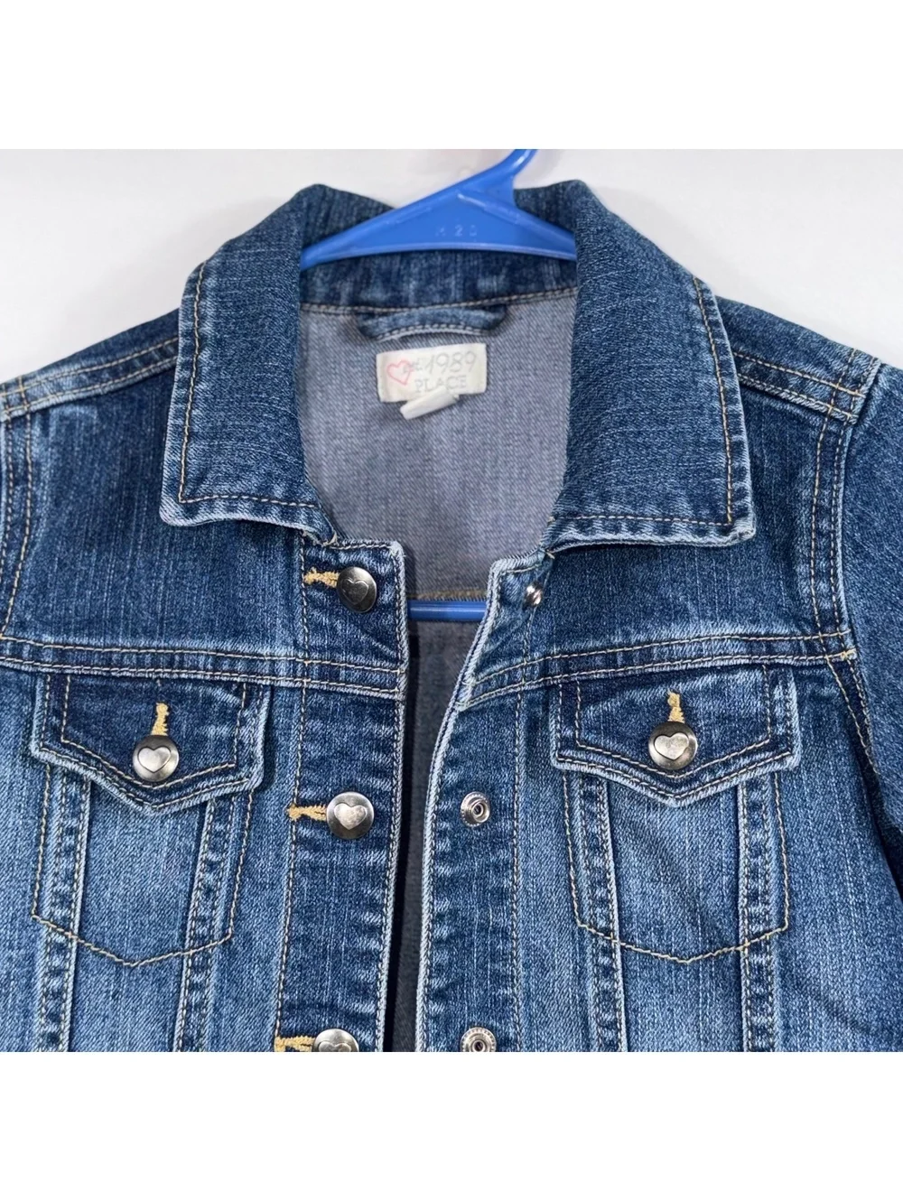 Place Girls Denim Trucker Jacket Size 5T Medium Wash Button Front